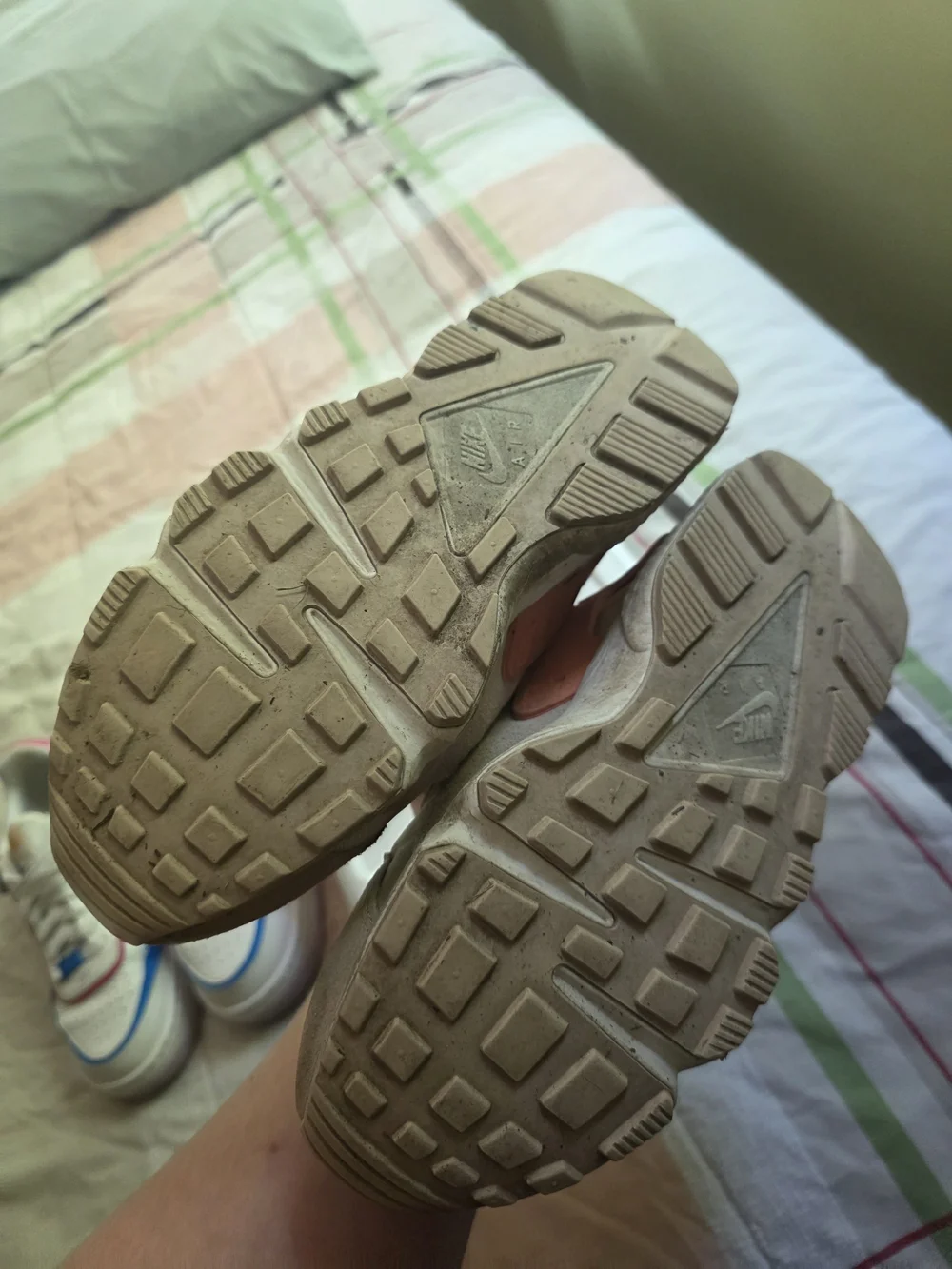 Nike Women's Huarache Athletic Sneakers in Beige, White & Coral - Picture 5 of 5